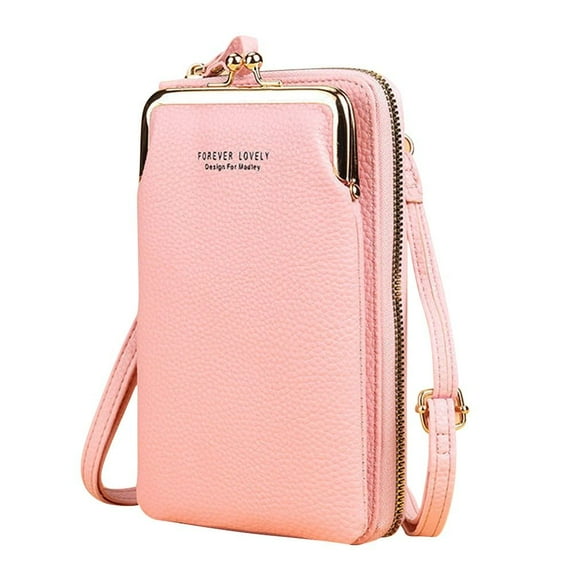 Hot For Women Fashion PU Leather Small Crossbody Bags Phone Purses Shoulder Bags Handbags PINK