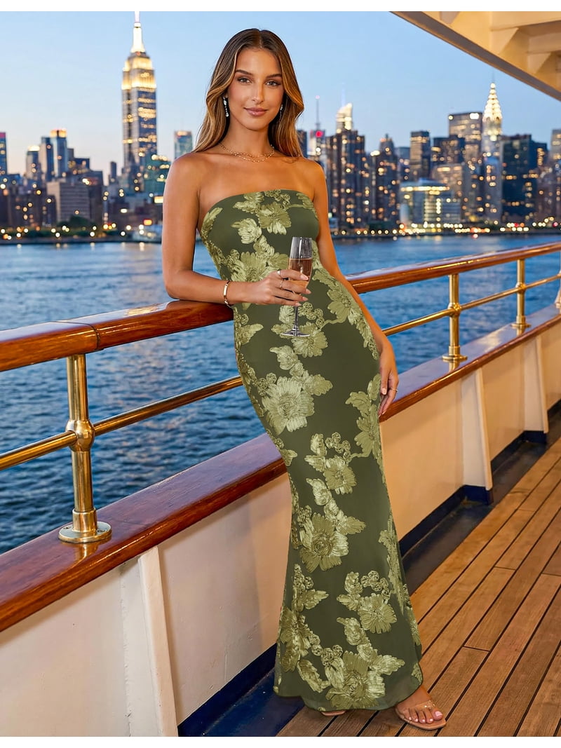 army green tube dress Amazon.com: Women's Ruffle High Split Tube Bodycon Dress Ruched Sleeveless Strapless Sexy Dresses Party Club Prom Evening Dress Army Green : Clothing, Shoes & Jewelry