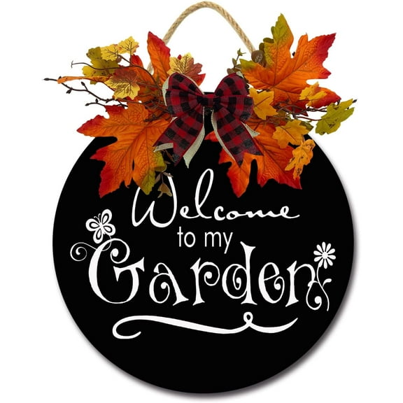 Eveokoki 12" Welcome To My Garden Sign for Outdoor Indoor Sign, Farmhouse Wall Decor,Welcome To My Garden Signs for Front Porch, Rustic Farmhouse Wood Porch Decorations Outdoor