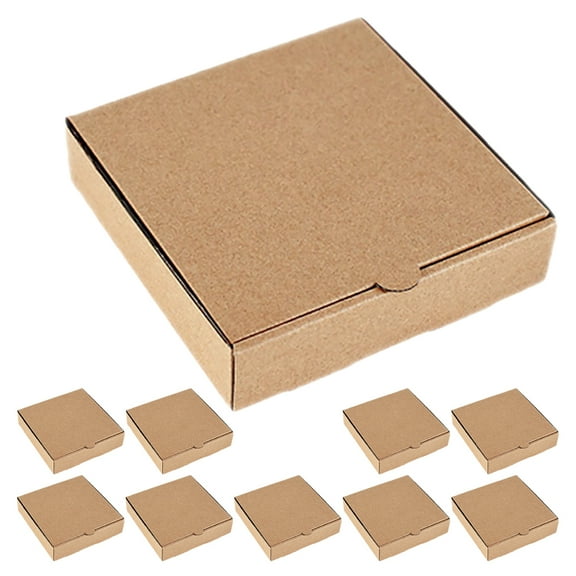 ITSELFER Mini Pizza Boxes for Party Favors - 10pcs Square Cardboard Pizza Box Kraft Pizza Storage Container for Cookies, Pies, and Crafts