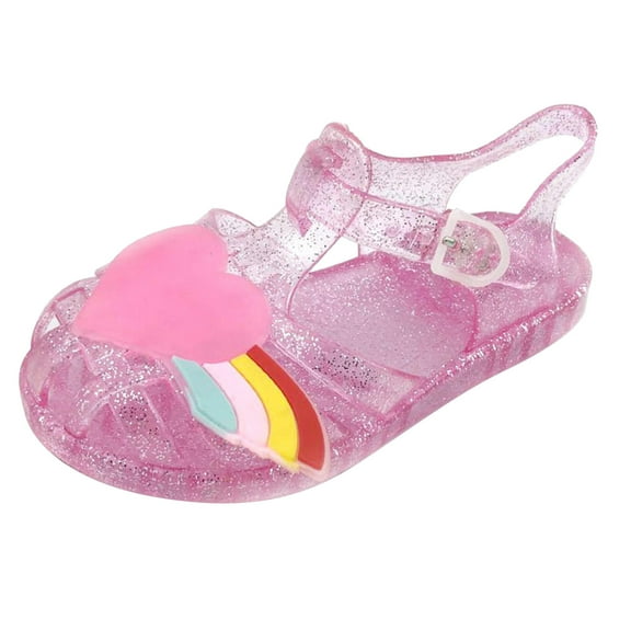 Zwiiyzr Toddler Girls Jelly Sandal for 2 Years Old Hollow Out Non-slip Cute Fruit Soft Sole Beach Roman Sandals Pink