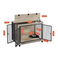 thumbnail image 5 of Pefilos 38" Dog Crate with Rotatable Feeding Bowl, Wheels, Three Doors Kennel Flip-Up Top Opening, Furniture Style Dog Cage for Indoor Dogs, Gray, 5 of 16