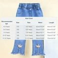 thumbnail image 3 of ITSAME Girls Flared Jeans, Slim Fit Elastic Waist Frayed Hem Casual Stylish Denim Pants Light Blue 7-8T, 3 of 9