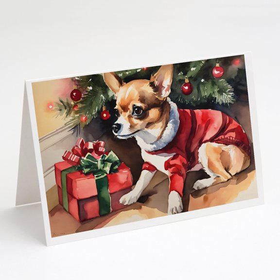 Chihuahua Cozy Christmas Greeting Cards Pack of 8 7 in x 5 in