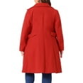 thumbnail image 4 of GRACE & GRANDEUR Women's Plus Size Winter Coats Single Breasted Jackets Long Trench Coats 1X Red, 4 of 7