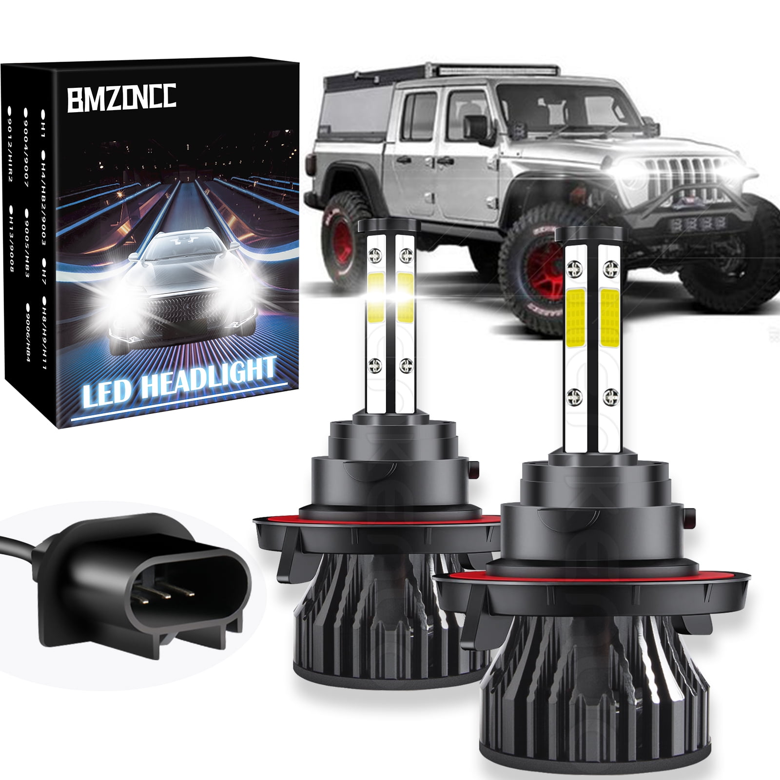 BMZONCC H13 LED Headlight Bulbs For Jeep Wrangler 20102020 2021 High