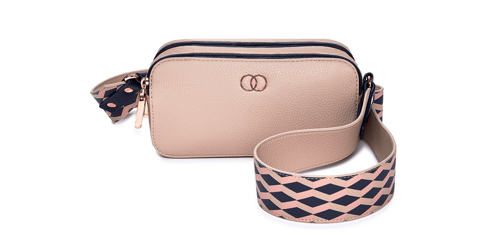 Dual Compartment Cell Phone & Essentials Purse Navy & Oat Caboodles Life & Style Crossbody Clutch 