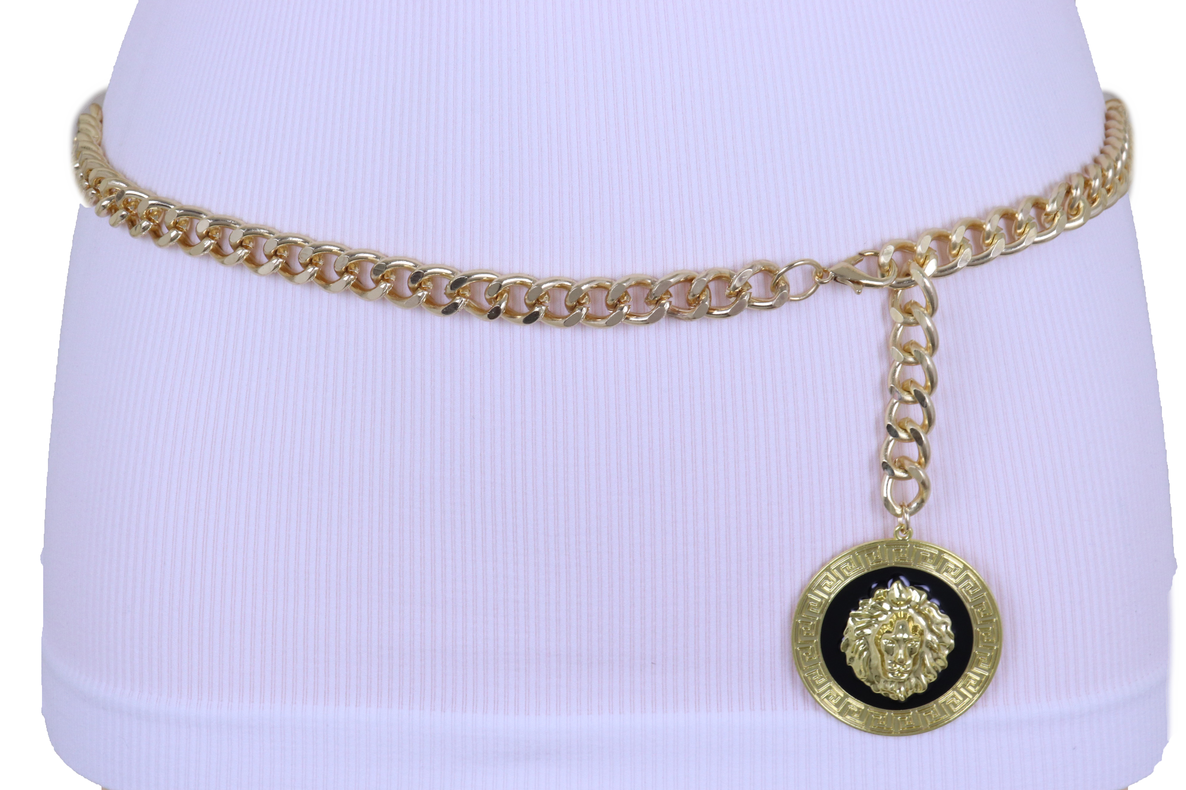 Women Gold Metal Chain Belt Lion Charm High Waist Hip XL XXL