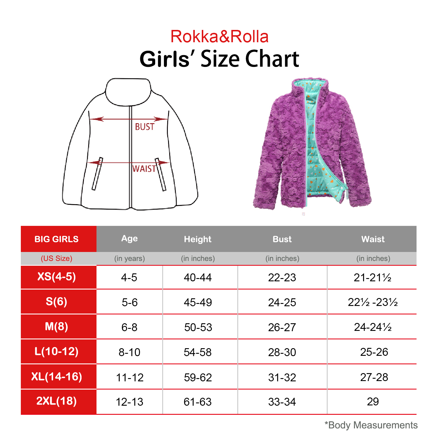 Rokka&Rolla Girls' Reversible Sherpa Fleece Jacket Puffer Coat, Sizes 4-18 - image 2 of 9