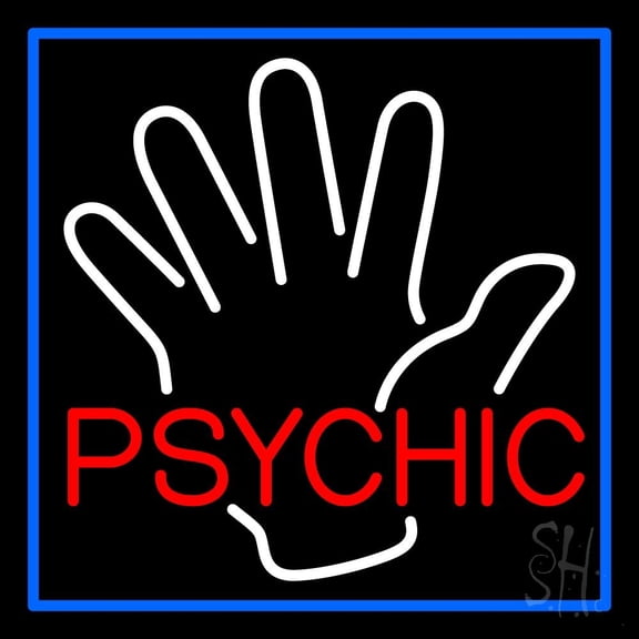 Red Psychic With Palm LED Neon Sign 16" Tall x 16" Wide - inches Black Square Cut Acrylic Backing, with Dimmer - Bright and Premium built indoor LED Neon Sign for Storefront.