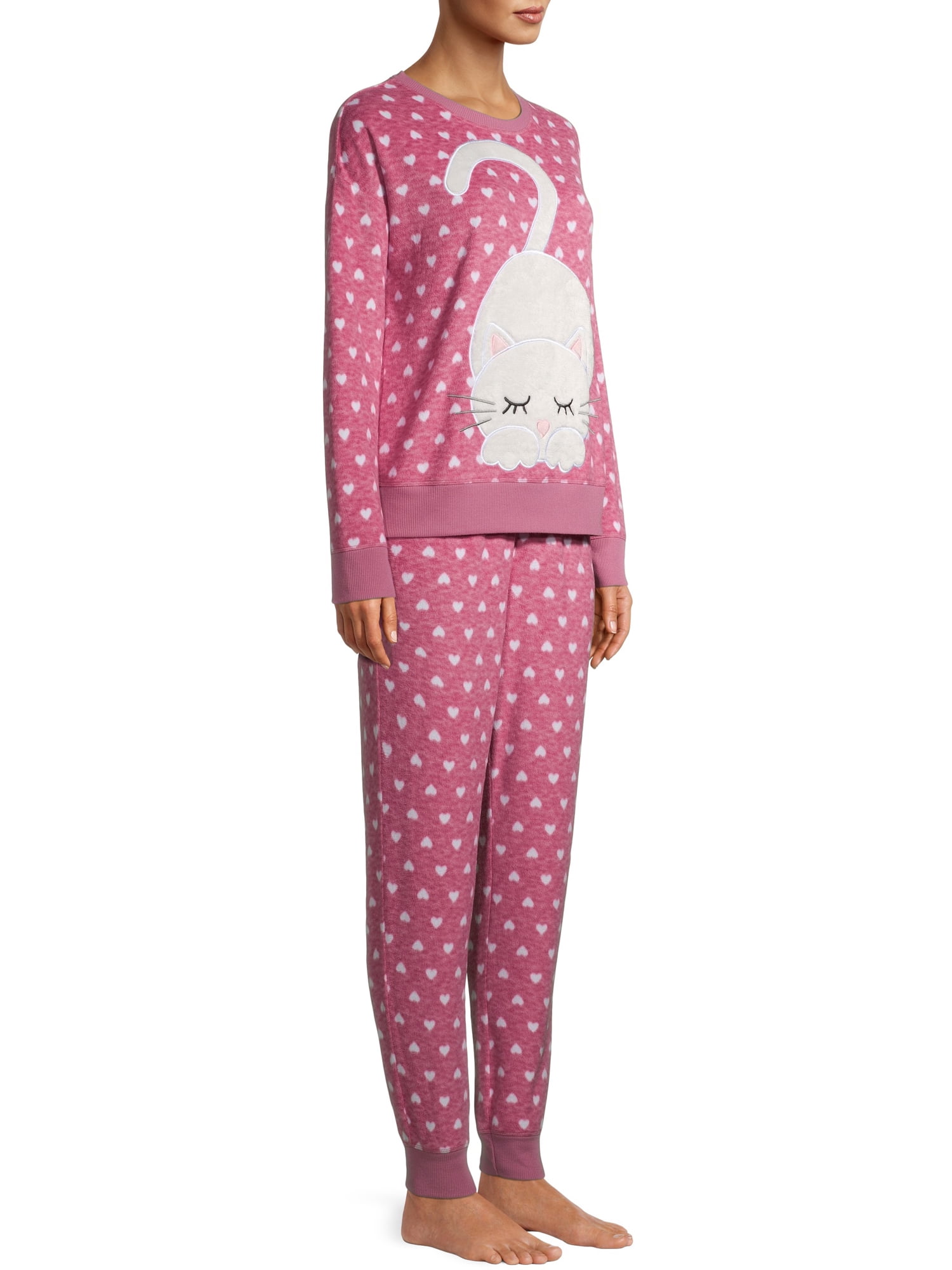 Secret Treasures Women's and Women's Plus Fuzzy Applique Top and Pants, 2-Piece Pajama Set