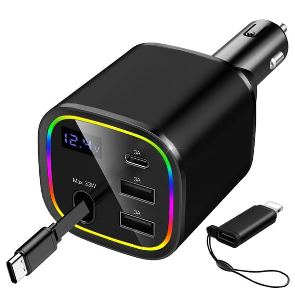 Cargador de coche AGEMANY 78 W 4 en 1 USB C de carga rápida 12 V/24 V