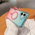 thumbnail image 3 of For iPhone 16 Plus Magnetic Clear Phone Case,Two-color Gradient Design,Compatible with Mag-Safe,3-in-1 Heavy Duty Shockproof Military Drop Protection Transparent Phone Case,Lightblue+Pink, 3 of 10