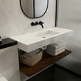 thumbnail image 5 of MEDUNJESS 47" x 19" Wall Mount Bathroom Sink, Matte White Modern Floating Stone Resin Vanity Sink Washing Sink Art Basin, 5 of 10