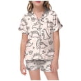 thumbnail image 1 of Hiiyo Big Girls DIY Hand Painted Pajamas Cute Cartoon Dinosaur Print Coloring Homewear, 1 of 4
