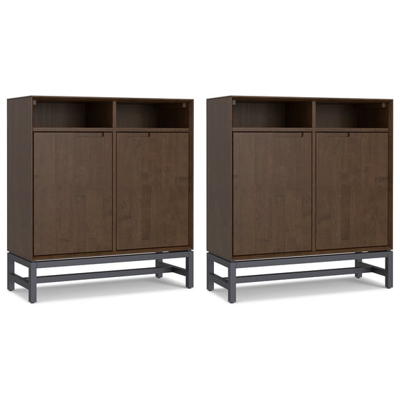 Banting Solid Wood 36 inch Storage Cabinet in Walnut Brown (Set of 2)