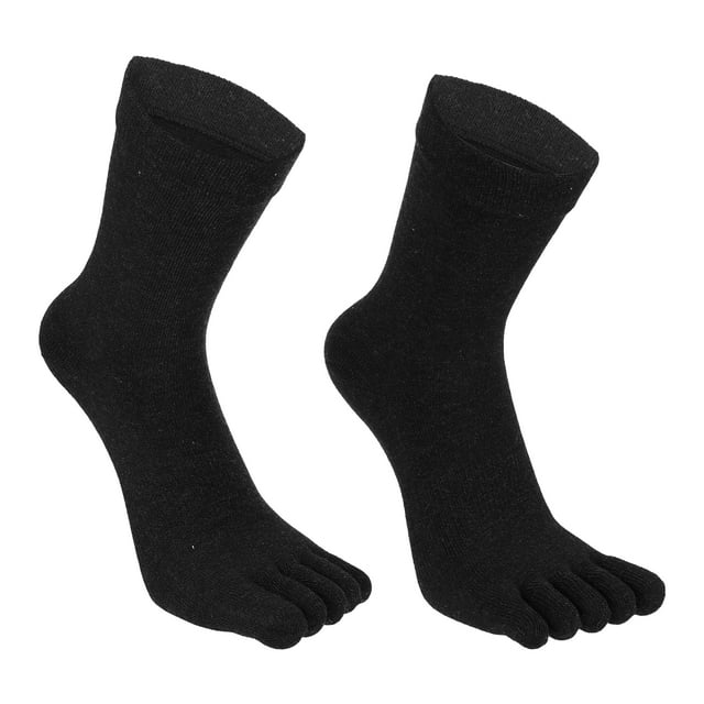 Unique Bargains Pair Full Finger Five Toe Socks Unisex Non Slip Daily Fit Finger Socks Black