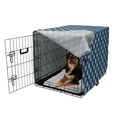 thumbnail image 2 of Indigo Dog Crate Cover, Greek House Tile Inspired Design with Floral Flower Leaf Details, Easy to Use Pet Kennel Cover for Medium Large Dogs, 35" x 23" x 27", Navy Blue and White, by Ambesonne, 2 of 6