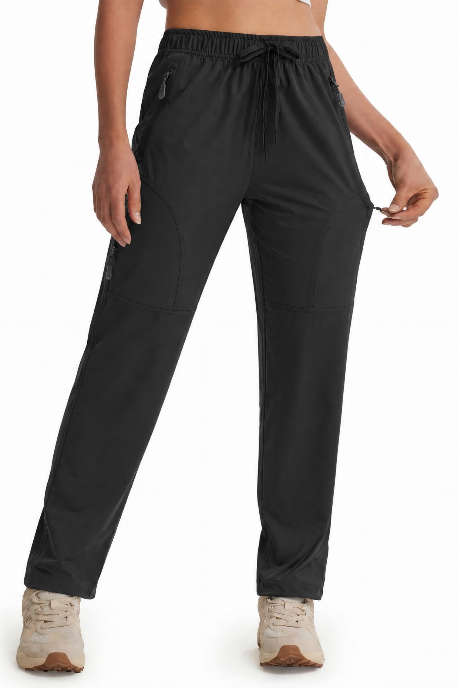 MASKERT Women's Hiking Pants-29" Lightweight Quick Dry Sweatpants Casual Safari Work Travel Outdoor Clothes Black(Size XS-XXXL)