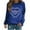 Blue, variant on Cmfcve Women's Novelty Sweatshirts Letter Print Long Sleeve Versatile Tops Crew Neck Simple Gym Pullover Tops