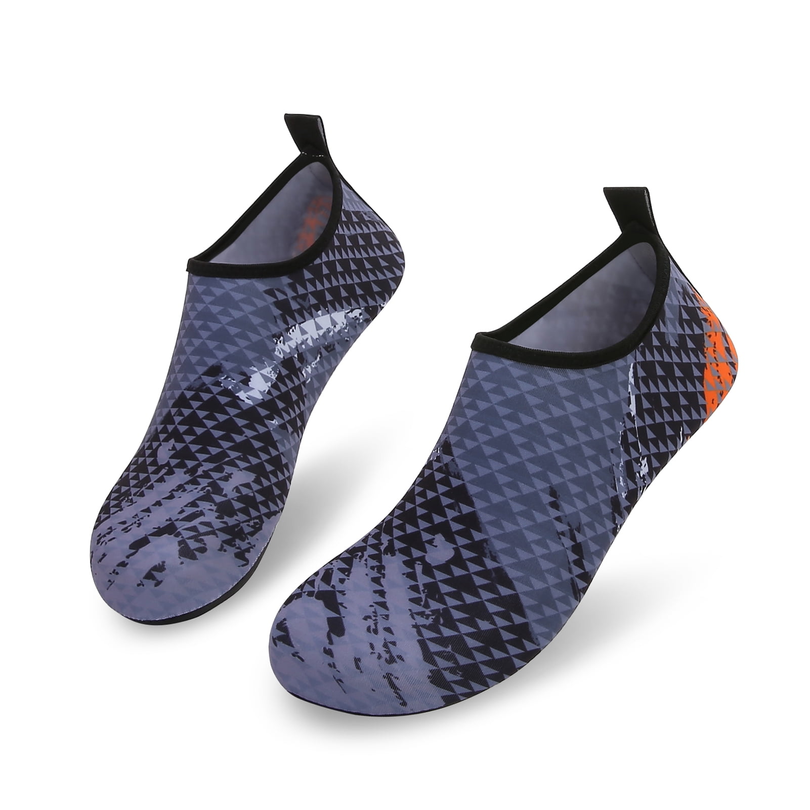 Men and Women a Slip On Barefoot Quick-Dry Beach Aqua Yoga Water Shoes (Triangle/Grey, 4-5 Women)