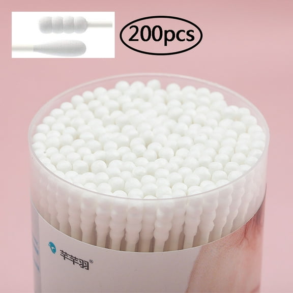 DEELLEEO 200PCS Baby Cotton Swabs, Paper Sticks Cotton Buds for Baby Ear Nose Clean, Adult Beauty Makeup Salon