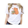thumbnail image 2 of Playera Blusa Divertida De Capybara Tomando Jugo Ropa De Mujer Capibara Color Blanco Talla Mediana Marca Emil SaEs, 2 of 4