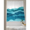thumbnail image 3 of Teal Blue Sheer Curtains 63 Inch Long 2 Panels, Gradient Waves Abstract Watercolor Modern Art Light Filtering Rod Pocket Semi Sheer Curtains, Sheer Voile Drapes for Living Room Bedroom, 52"x63", 3 of 5