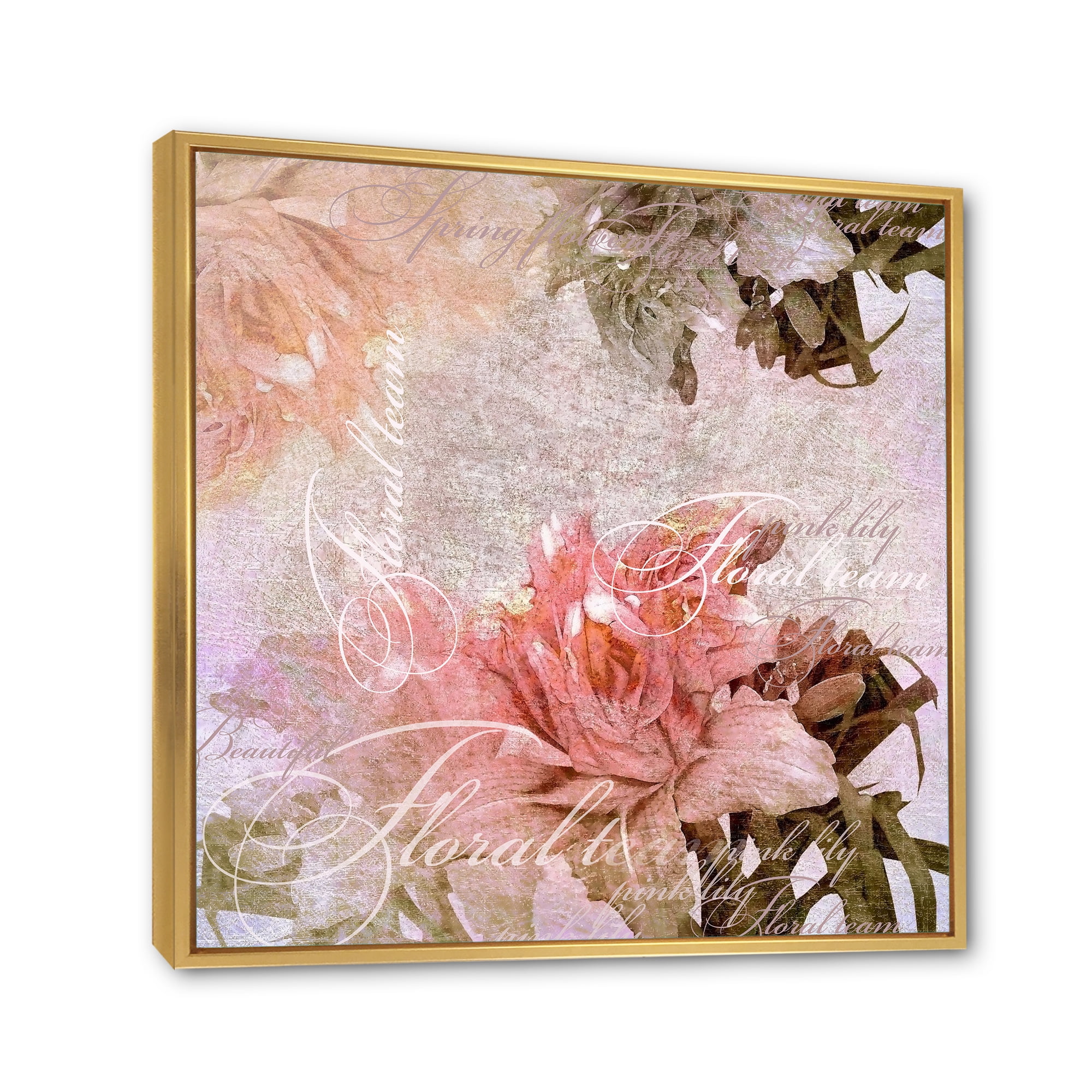 Designart 'Flowers Vintage In Pastel Colours' Traditional Framed Canvas Wall Art Print