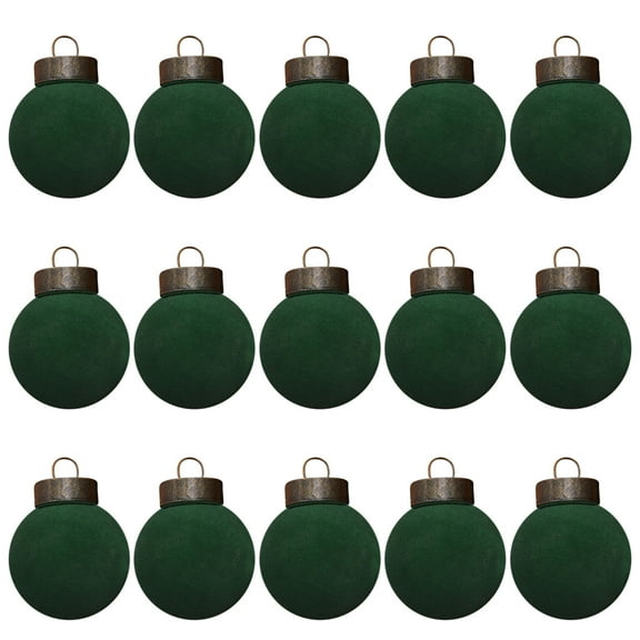 Christmas Tree Decorations,Flocked Christmas Balls,Plastic Velvet Bedroom Warm Style Bedside Hanging Ornaments with Thanksgiving Party Decoration,2.4in,15Pcs,Green