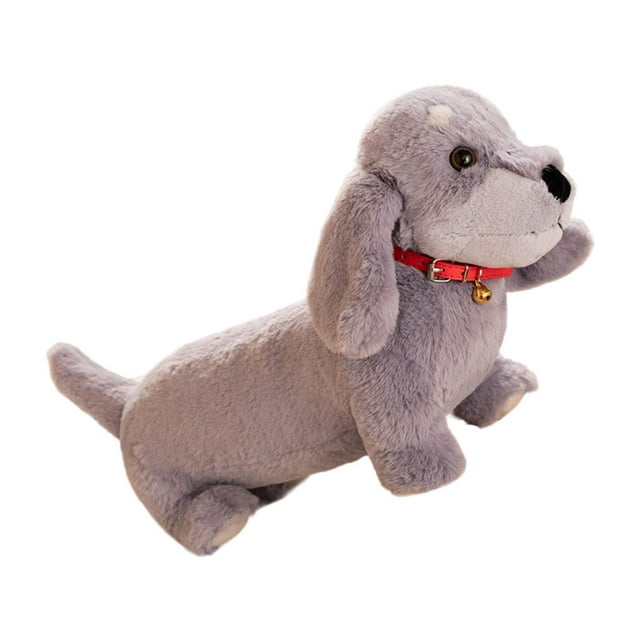 Peluche de perro de peluche suave, coleccionable, 30 cm, para decoración del hogar, cómodo cachorro Gris