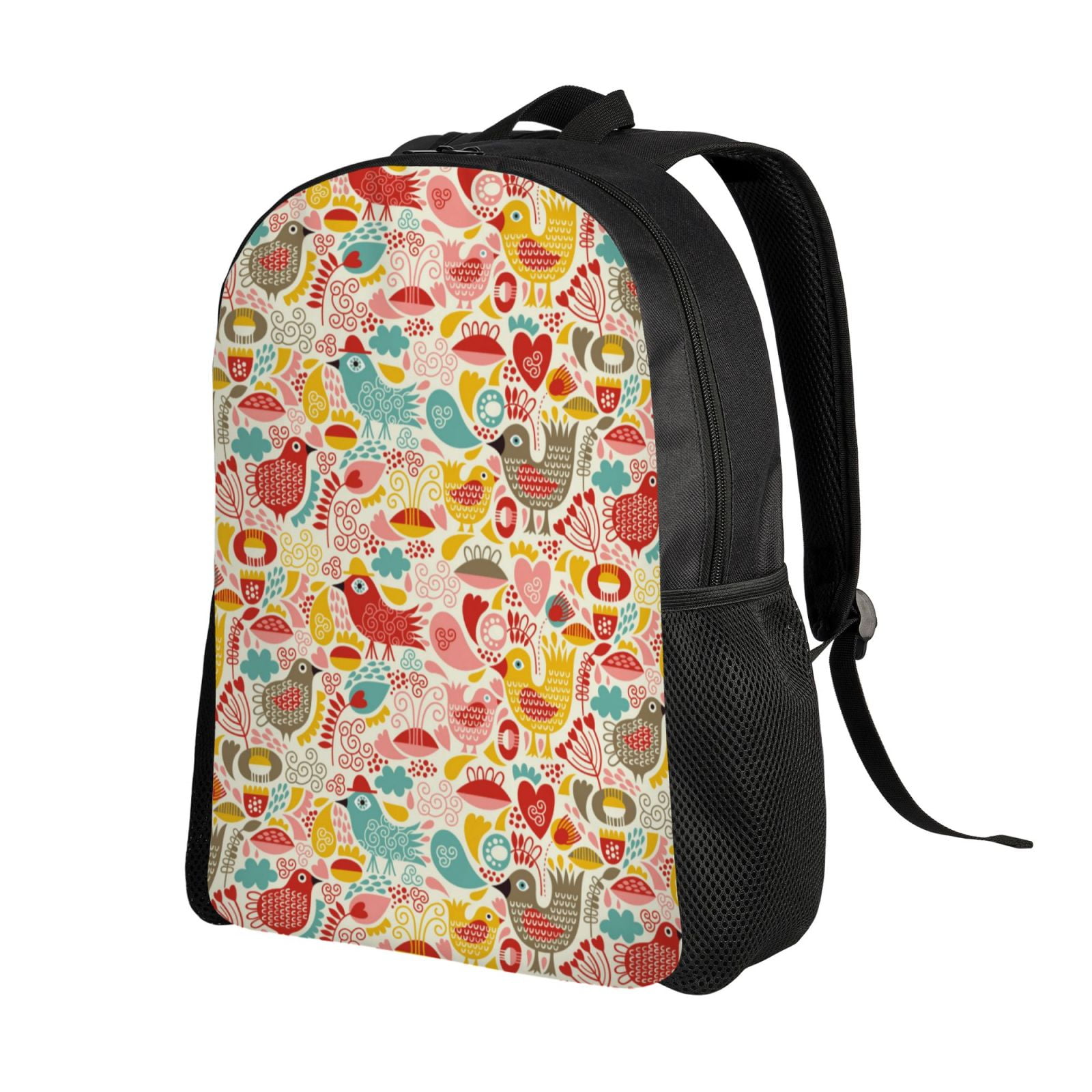 Xecao Colorful Chicken Print School Backpack with Laptop Compartment Small Travel Laptop Backpack for Women Men Waterproof College Backpack Simple School Bag