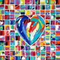 thumbnail image 2 of Vitaletti, Carolee 12x12 White Modern Wood Framed Museum Art Print Titled - Hearts of a Different Color I, 2 of 4