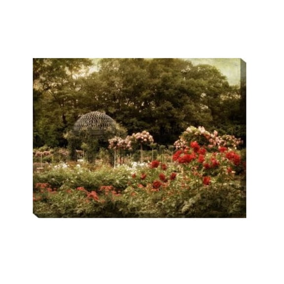 Outdoor Living and Style Green and Red Garden Gazebo Outdoor Canvas Rectangular Wall Art Decor 30" x