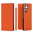 thumbnail image 1 of SaniMore Wallet Case for Samsung Galaxy S22 Ultra 6.8" 2022, Wrist Strap Flip Kickstand Card Slots Genuine PU Leather Shockproof TPU Shell Anti-fall Full-body Protective Cover For S22 Ultra, Orange, 1 of 9