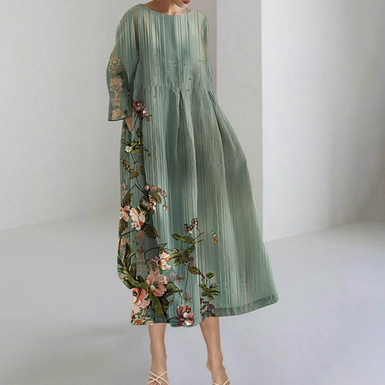 SCSAlgin Womens Plus Size Floral Print Dress Casual Long Sleeve Empire Waist Dresses Loose Swing Midi Dress with Pockets - Walmart.com SCSAlgin Womens Plus Size Floral Print Dress Casual Long Sleeve Empire Waist Dresses Loose Swing Midi Dress with Pockets - Walmart.com
