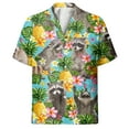 thumbnail image 4 of Tropical Raccoon Pineapple Hawaiian Shirt For Men Floral Racoon Mens Hawaiian Shirts Short Sleeve Button Down Shirt Men, 4 of 7