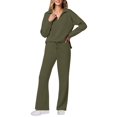 thumbnail image 3 of Conjuntos de Dos Piezas para Mujer, Moda de Otoño 2025, Pantalones Anchos, Conjunto de Estar por Casa, para Viajes y Vacaciones. Verde XXXL, 3 of 9