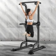 SOGES Height Adjustable Power Tower Dip Stands Pull up Bar Strength Training for Home Gym Black