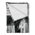thumbnail image 2 of City Soft Flannel Fleece Blanket, Caution Please Slow down Sign on Passage Town Old Fashion Urban District Scenery, Cozy Plush for Indoor and Outdoor Use, 70" x 90", Black and White, by Ambesonne, 2 of 5