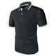thumbnail image 4 of Camiseta informal de manga corta con cuello vuelto y dos tonos para hombre: transpirable, corte ajustado, ideal para el verano, versátil con pantalones cortos o vaqueros., 4 of 5
