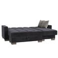 thumbnail image 3 of PrimeNest NimbusFlow Black Microfiber Upholstered Convertible Chaise Lounge with Storage - 3 Seat, 1000lb Capacity, Click-Clack Sleeper (80.3" x 68.8" Bed), Turkish Made, Modern Living Room Furniture, 3 of 9