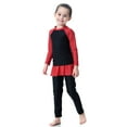 thumbnail image 4 of lnmuld Girls Full Coverage Long Sleeve Rash Guard Swimsuit Set with Swim Shorts UPF 50+ Size:2 Years, 4 of 7