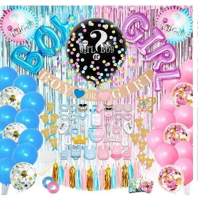 Gender Reveal Decoration Party Package Baby Shower Photo Props, Streamers, Balloons Baby Shower Balloons Decoration Party Package Gender Reveal & Baby