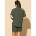 thumbnail image 3 of DARING DIVA 2 Pcs Women's Cotton Button Down Shirt Lounge Beach Short Sets L Army Green, 3 of 6