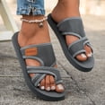 thumbnail image 2 of Womens Slides Sandals Minimal Water Friendly Flip Flops Summer Casual Lightweight Slippers for Beach Vacation Pool Daily Wear Gray Size 10, 2 of 5