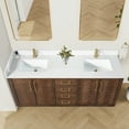 thumbnail image 4 of Jakarta 72" Bath Vanity in Aged Dark Brown Oak with Silk White Quartz Stone Top, 4 of 16