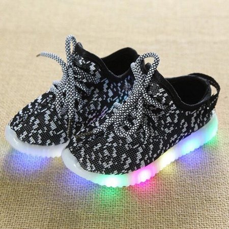 

Toddler Kids Breathable Lace-Up LED Lighting Casual Shoes