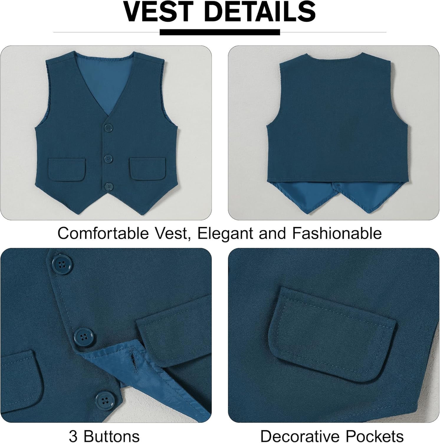 SANMIO Toddler Boy Suit Baby Boy Church Clothes Formal Dress Baptism Outfit Sets Shirt+Tie+Vest+Pants Kids Tuxedo 1-5T Boys Wedding Clothes