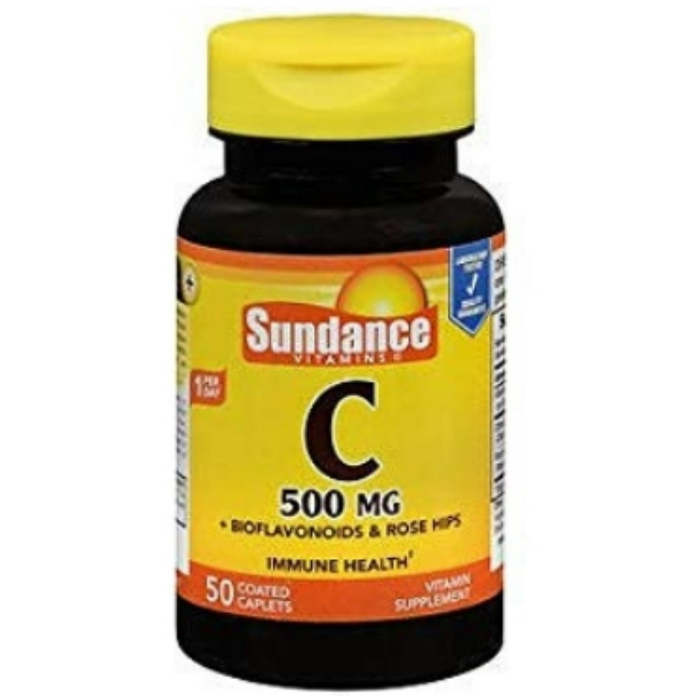 Sundance Vitamin C Bioflavonoids & Wild Rose Hips Capsules, 500 mg, 50